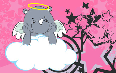 sweet cherub rhino cartoon background in vector format very easy to edit