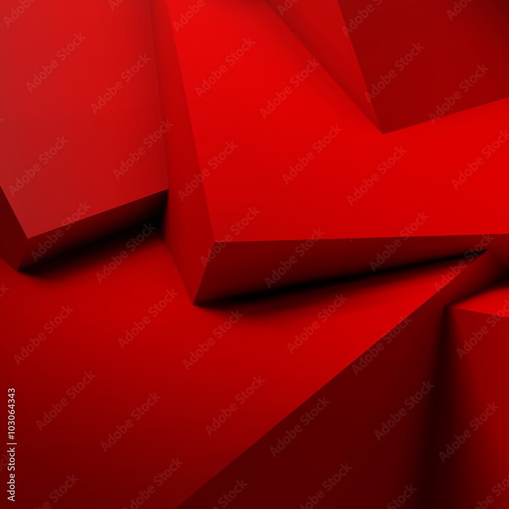 Poster abstract background with overlapping red cubes