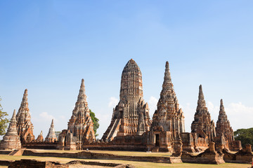Fototapeta premium Beautiful Wat Chai Watthanaram temple in ayutthaya Thailand is most popular tourist