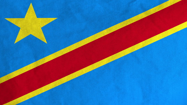 Congolese flag waving in the wind (full frame footage in 4K UHD resolution).