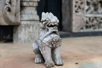 Naklejka premium Stone lion statue