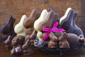 Chocolate bunny easter eggs.