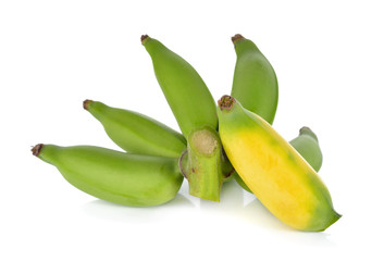 raw and ripe banana on white background