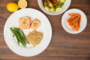 Healthy dinner seen from above
