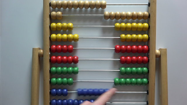 Movement of seed on the accounts of the abacus with your fingers
