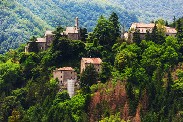 rural landscape with houses standing alone in the province of Tu