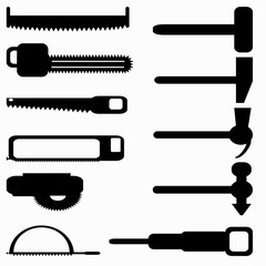 saws and hammers symbols vector illustration
