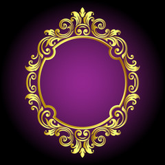 Vector vintage border frame logo engraving with retro ornament pattern in antique rococo style decorative design
