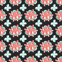 Beautiful abstract objects on a dark background seamless pattern vector illustration