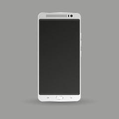 silver smartphone isolated on grey background