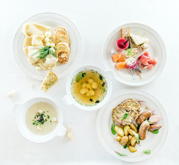 set of different dishes