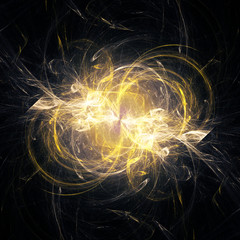 Golden explosions. Image of fractal lines and colors design to convey sense of movement, explosion, energy, design and concept.