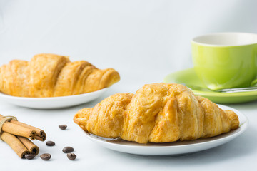 Tasty fresh croissants bread for breakfast.