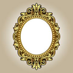 Vector vintage border frame engraving with retro ornament pattern in antique rococo style decorative design
