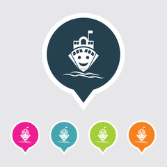 Very Useful Editable Cruise Or Ship Icon on Different Colored Pointer Shape. Eps-10.