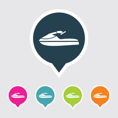 Very Useful Editable Water Scooter Icon on Different Colored Pointer Shape. Eps-10.