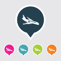 Very Useful Editable Airplane Icon on Different Colored Pointer Shape. Eps-10.