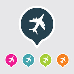 Very Useful Editable Airplane Icon on Different Colored Pointer Shape. Eps-10.