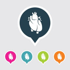 Very Useful Editable Human Heart Organs Icon on Different Colored Pointer Shape. Eps-10.