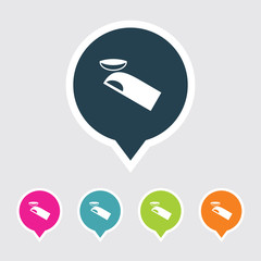 Very Useful Editable Eye Contact Lens Icon on Different Colored Pointer Shape. Eps-10.