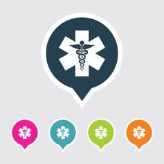 Very Useful Editable Medical Symbol Icon on Different Colored Pointer Shape. Eps-10.