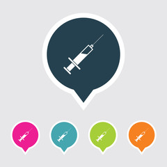 Very Useful Editable Syringe Icon on Different Colored Pointer Shape. Eps-10.