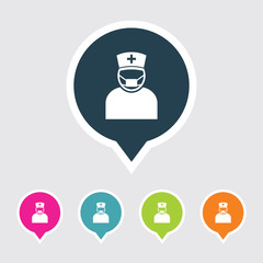 Very Useful Editable Nurse Icon on Different Colored Pointer Shape. Eps-10.