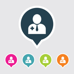 Very Useful Editable Doctor Icon on Different Colored Pointer Shape. Eps-10.