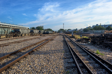 Fototapeta na wymiar Train and Railway at Train Station