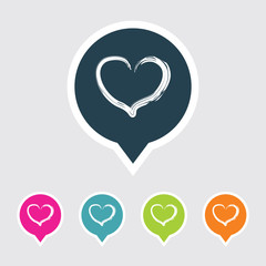 Very Useful Editable Heart Icon on Different Colored Pointer Shape. Eps-10.