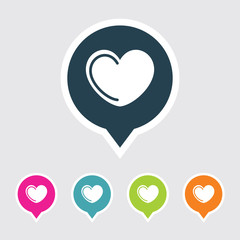 Very Useful Editable Heart Icon on Different Colored Pointer Shape. Eps-10.