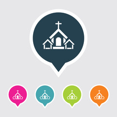 Very Useful Editable Church Icon on Different Colored Pointer Shape. Eps-10.