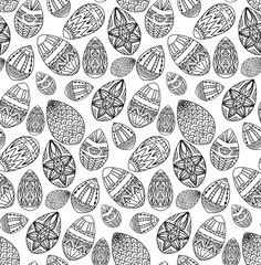 Seamless texture with festive doodle eggs 