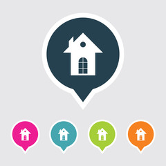 Very Useful Editable Home Icon on Different Colored Pointer Shape. Eps-10.