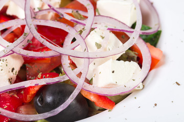 Traditional greek salad with feta cheese.