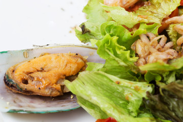 Delicious warm seafood salad.