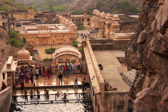 Galtaji Temple near Jaipur, Rajasthan, India.