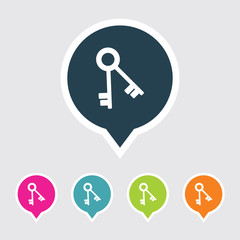 Very Useful Editable Key Icon on Different Colored Pointer Shape. Eps-10.