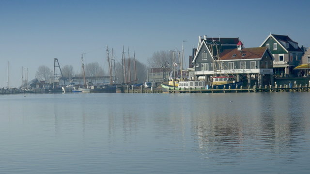 wharf at Volendam, The Netherlands 4K