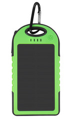 Power bank with a solar panel - green