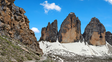Fototapeta na wymiar Drei Zinnen or Tre Cime di Lavaredo - Sextener Dolomiten, South Tirol, Italien Alps