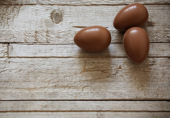 Chocolate Easter Egg Over Wooden Background
