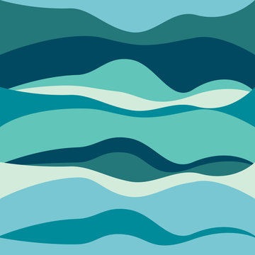 Bright blue abstract waves background. Vector sea illustration.
