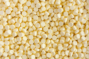 Many medication tablets and pills