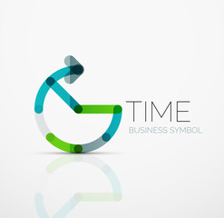 Vector abstract logo idea, time concept or clock business icon. Creative logotype design template