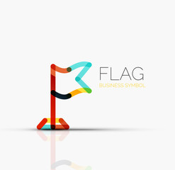 Logo flag, abstract linear geometric business icon