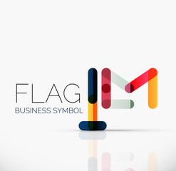 Logo flag, abstract linear geometric business icon
