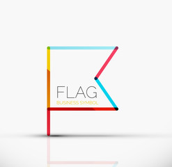 Logo flag, abstract linear geometric business icon