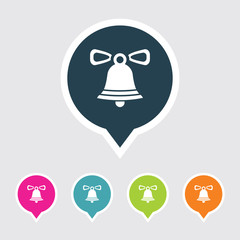 Very Useful Editable Christmas Bell Icon on Different Colored Pointer Shape. Eps-10.