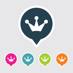 Very Useful Editable Crown Icon on Different Colored Pointer Shape. Eps-10.